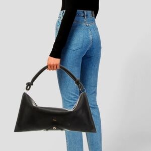 Cult Gaia Hera Oversized Black Leather Shoulder Bag.